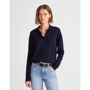 Madewell 美丽诺羊毛落肩Polo毛衣