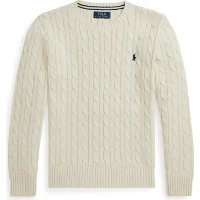 大童绞花圆领毛衣