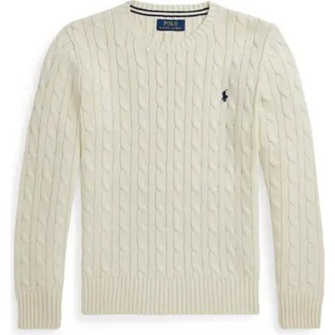 大童绞花圆领毛衣