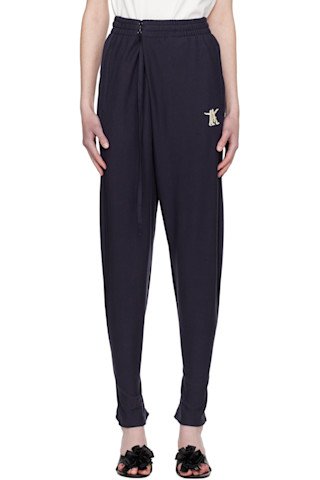 海军蓝棉质针织运动裤