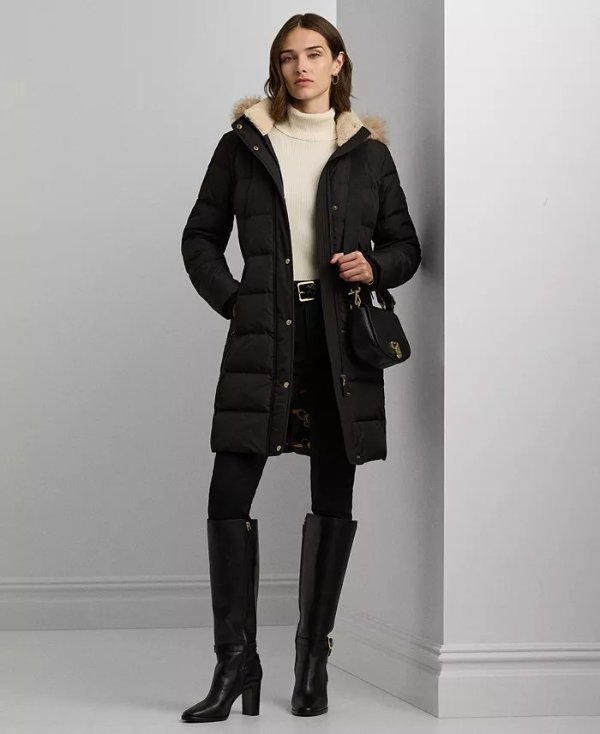 Women's Faux-Fur Hooded Puffer Coat - Macy's