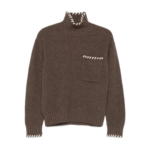 绣花口袋针织卫衣