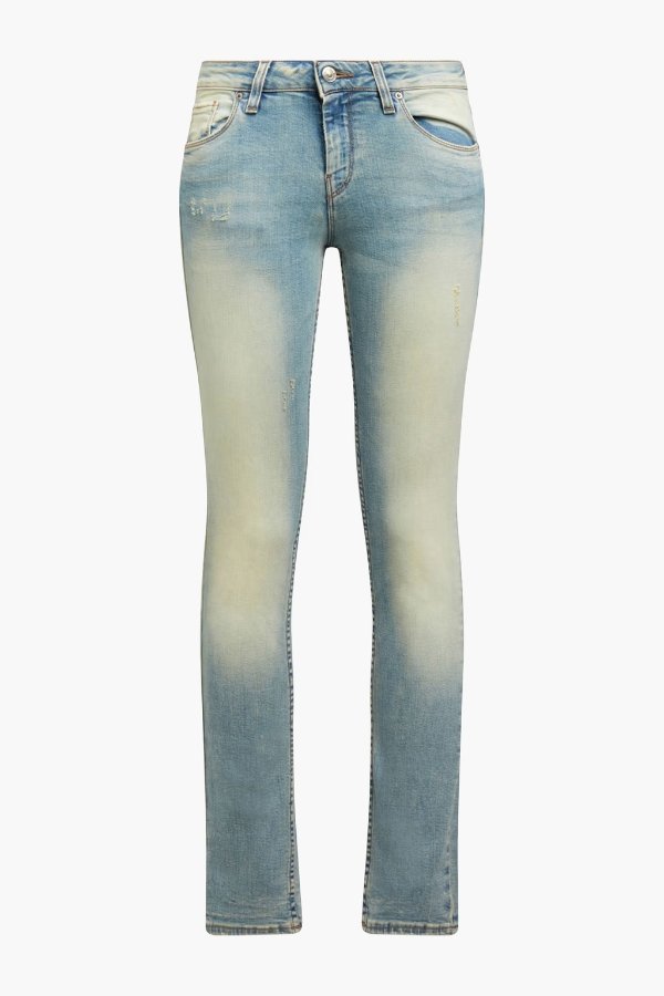 Zeitna Distressed Mid-Rise Skinny Jeans