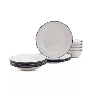 Haven Blue 餐具套装 12件 波浪边