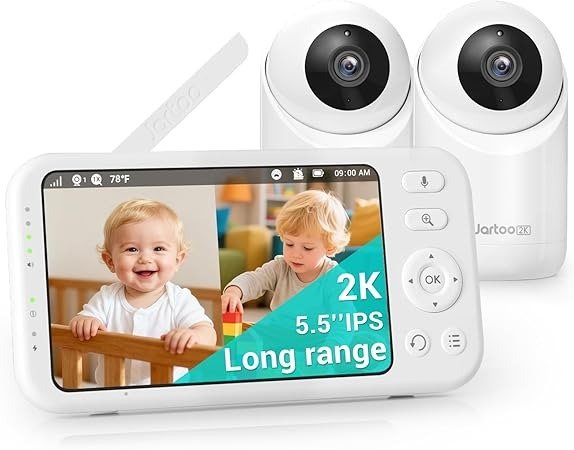 Jartoo 2K Baby Monitor 5.5" Dual Cameras
