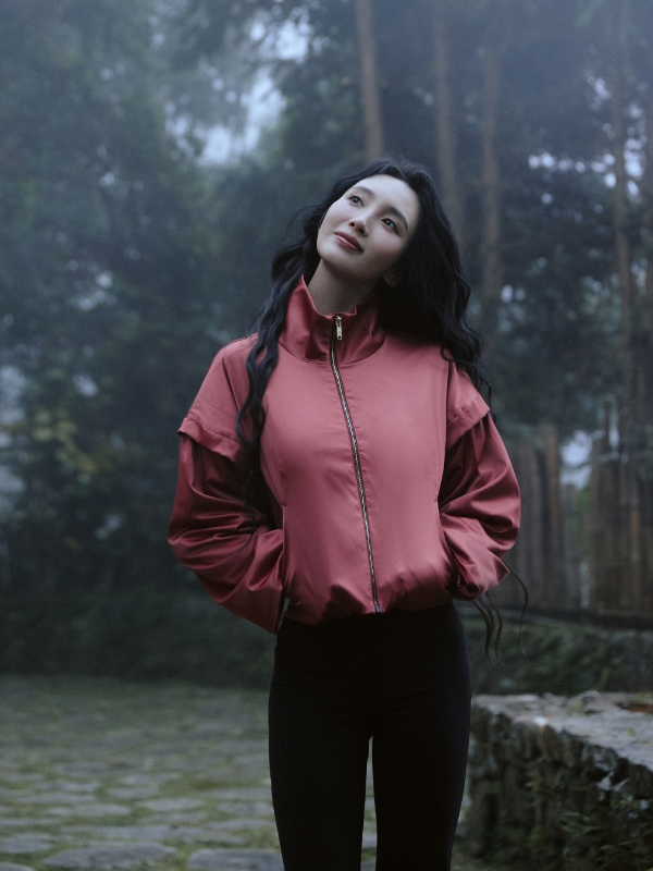 气球袖缎面夹克 新春款