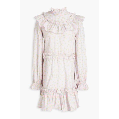 印花棉短连衣裙