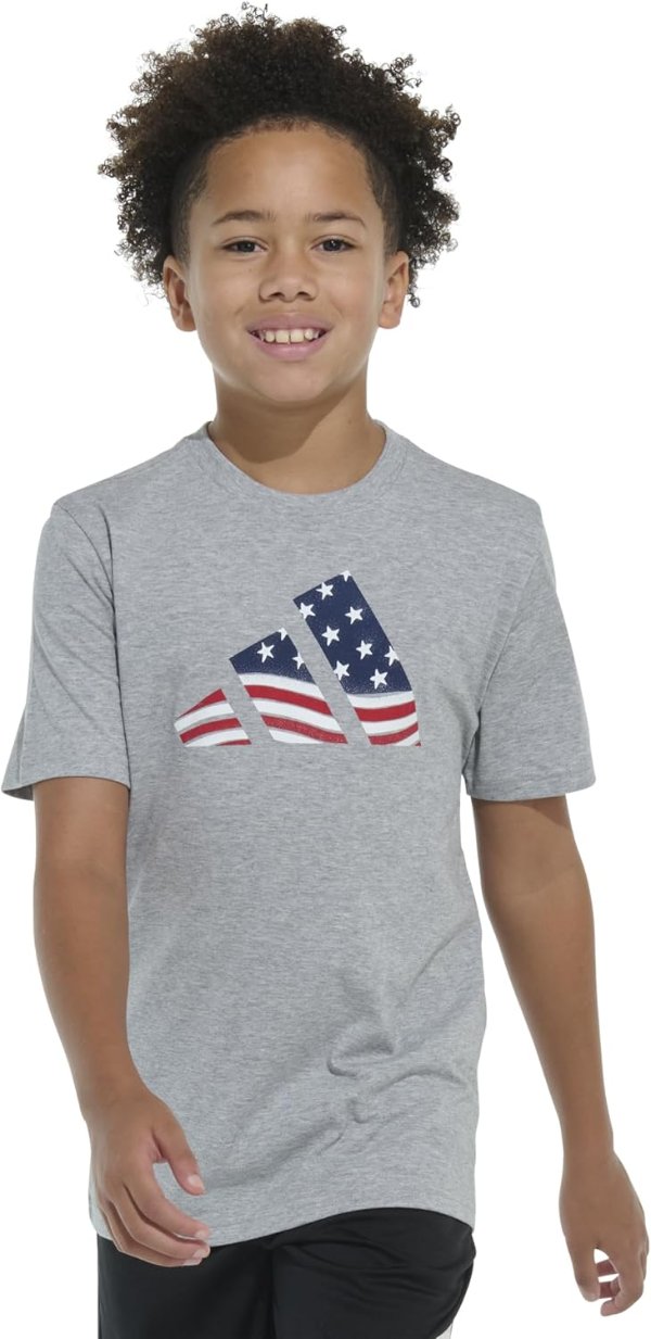 Adidas Boys Cotton USA Graphic Short Sleeve T-Shirt