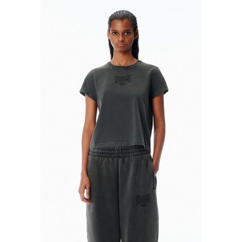 Alexander WangCotton Tee Distressed Logo Shrunken