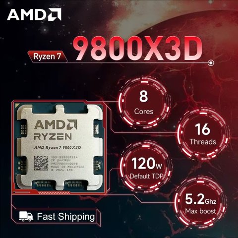  Ryzen 7 9800X3D Processor 8-Core 5.2GHz