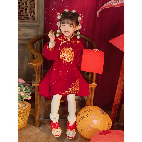 儿童汉服公主连衣裙 复古款