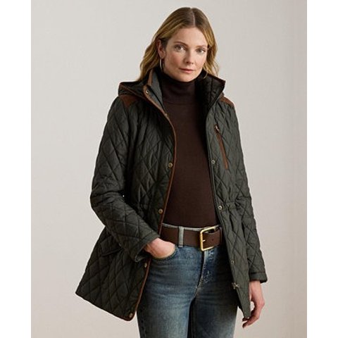 女士连帽绗缝外套