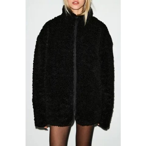 仿皮草宽松立领夹克