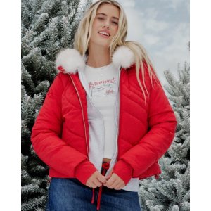 Hollister 拉链轻薄新年红棉服