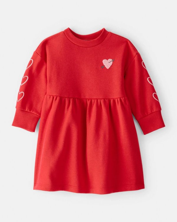 DayDream Baby Girl Fleece Heart Dress Red