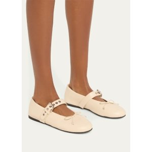 Miu Miu 玛丽珍皮革平底鞋