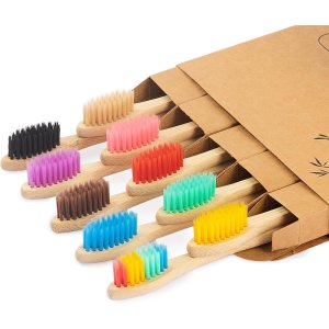 竹制软毛牙刷 10支装 多色刷毛