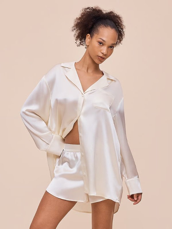 Audrey Mulberry Silk Pajama Shirt