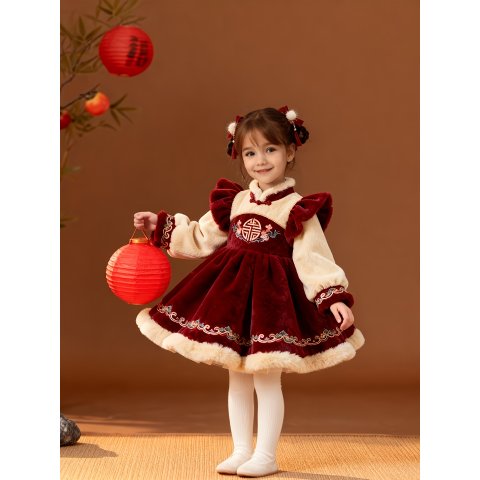 公主裙 毛绒冬款 圆领长袖