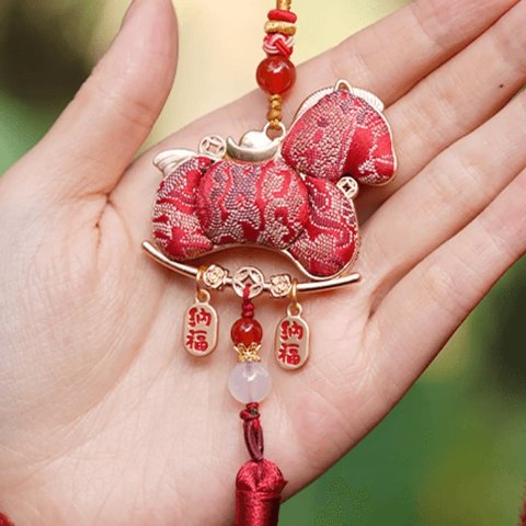 灵隐祈福 宋锦小马挂件