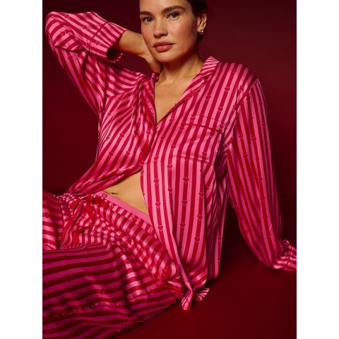 Signature 缎面长款睡衣套装