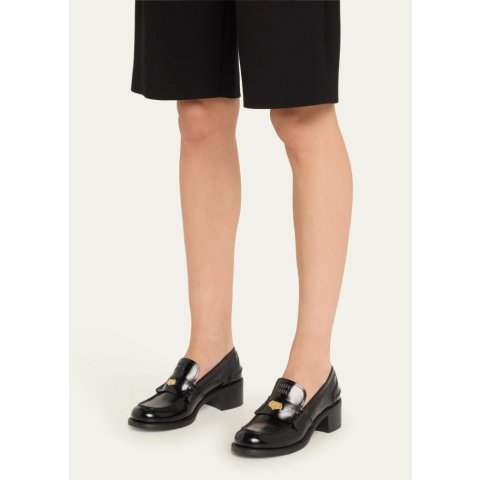 真皮高跟乐福鞋