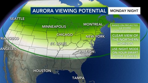 今晚极光预警拉满！全美24州能刷到，北加和阿拉巴马都有机会！