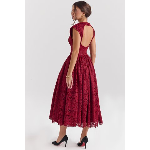 House of CB Backless Rose Lace Midi Dress