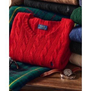 大童绞花毛衣 新年红 S-M码