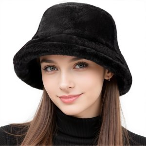 HONGTEYA Fluffy Faux Fur Bucket Hat Winter Style