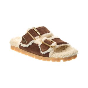 Prada 羔羊毛麂皮凉鞋