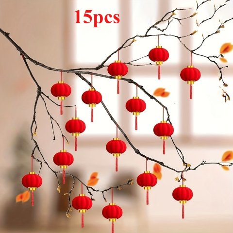 迷你红灯笼挂饰 15个 1.38英寸