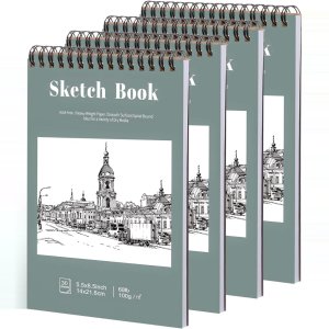 Prudiut 加厚迷你素描本 4本装 5.5 x 8.5