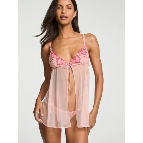 Hearts & Roses 刺绣睡裙套装