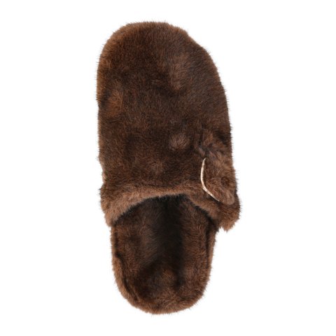 女士仿皮草扣带拖鞋