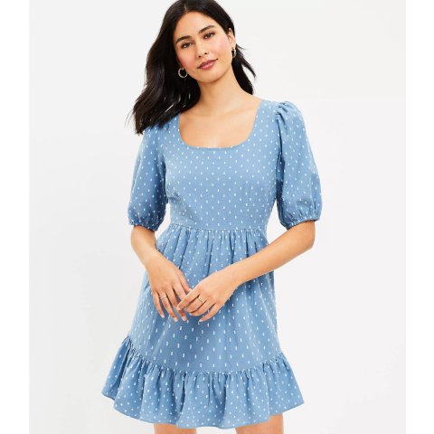 复古波点连衣裙