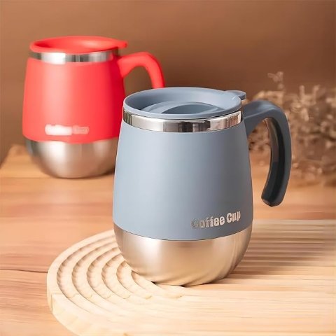 SmoothSip 保温咖啡杯 500ml 蓝色