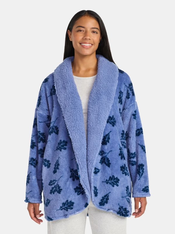 Martha Stewart Women's Plush Fleece Sleep Cardigan S-XXL