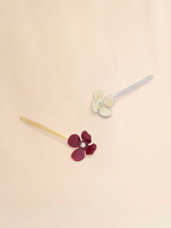 Enamel Flower Hair Grips Set of 2
