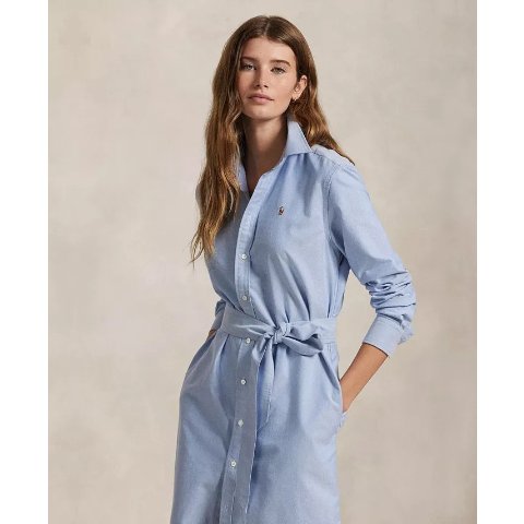Women s Belted Cotton Oxford Shirtdress - Macy s