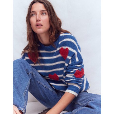 Isa Embroidered Sweatshirt Delft Blue Hearts