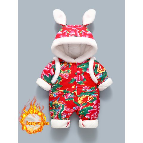 新年连体服加厚带帽夹克婴童款