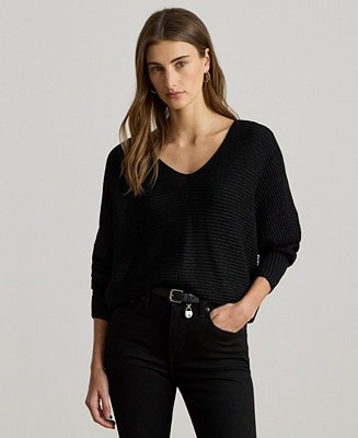 Lauren Ralph Lauren Metallic V-Neck Sweater