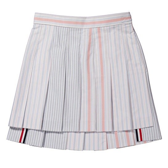4-Bar Funmix Stripe Oxford Pleated Skirt