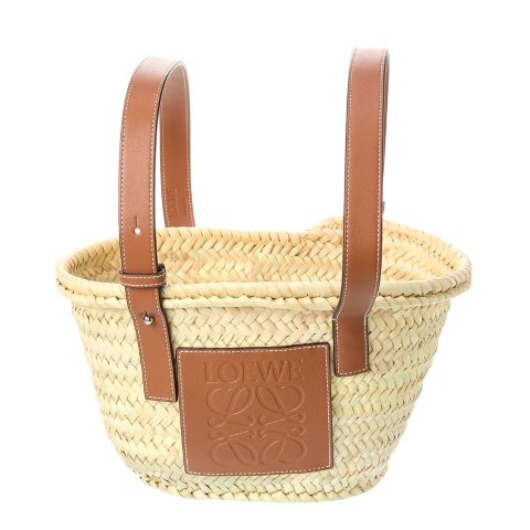 草编皮革手提篮