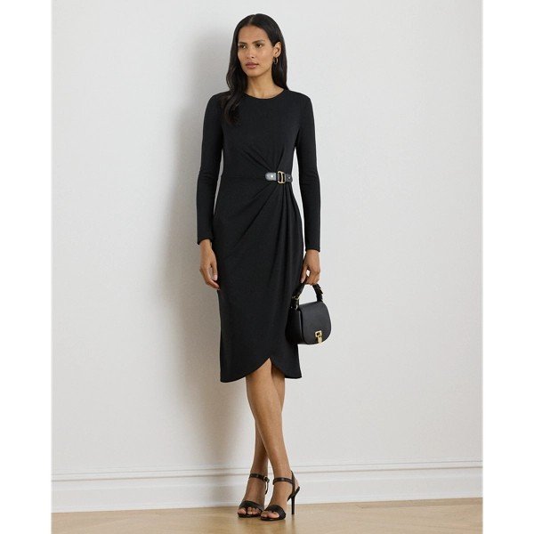 Buckle-Trim Stretch Jersey Dress