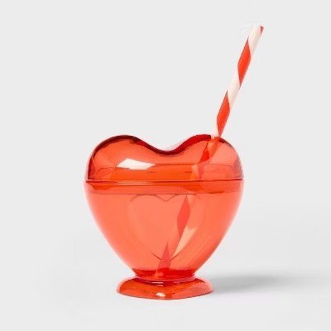  Figural Heart Tumbler with Straw 10oz