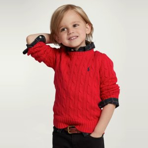 新年红儿童麻花毛衣 5-7码