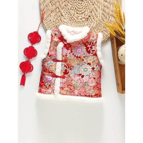 加厚加绒唐装马甲 中国码