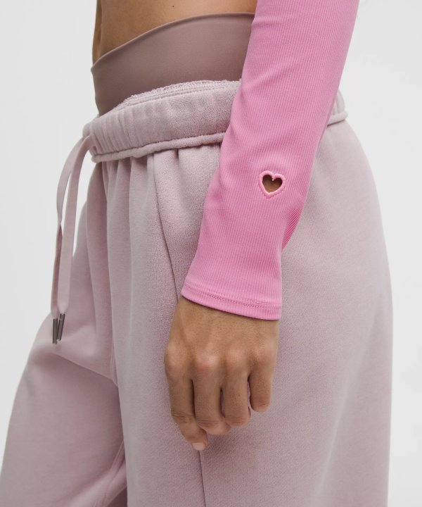 Nulu Heart Ribbed Long Sleeve Shirt